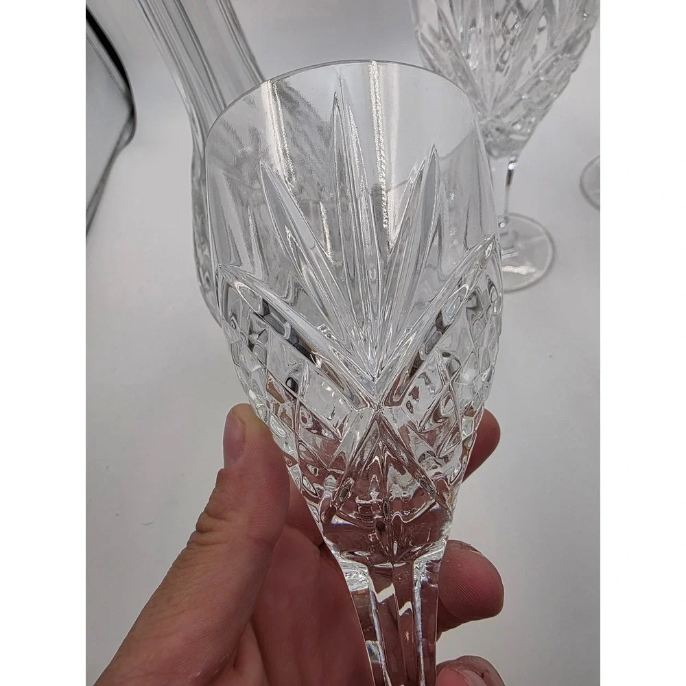 Galway Irish‎ Crystal Decanter and 3 Wine Glasses Set Clear Cut Glass Barware